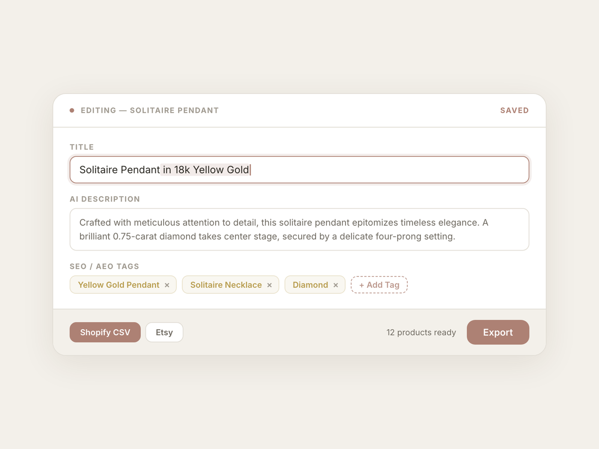 Editing a generated listing inline, then exporting it