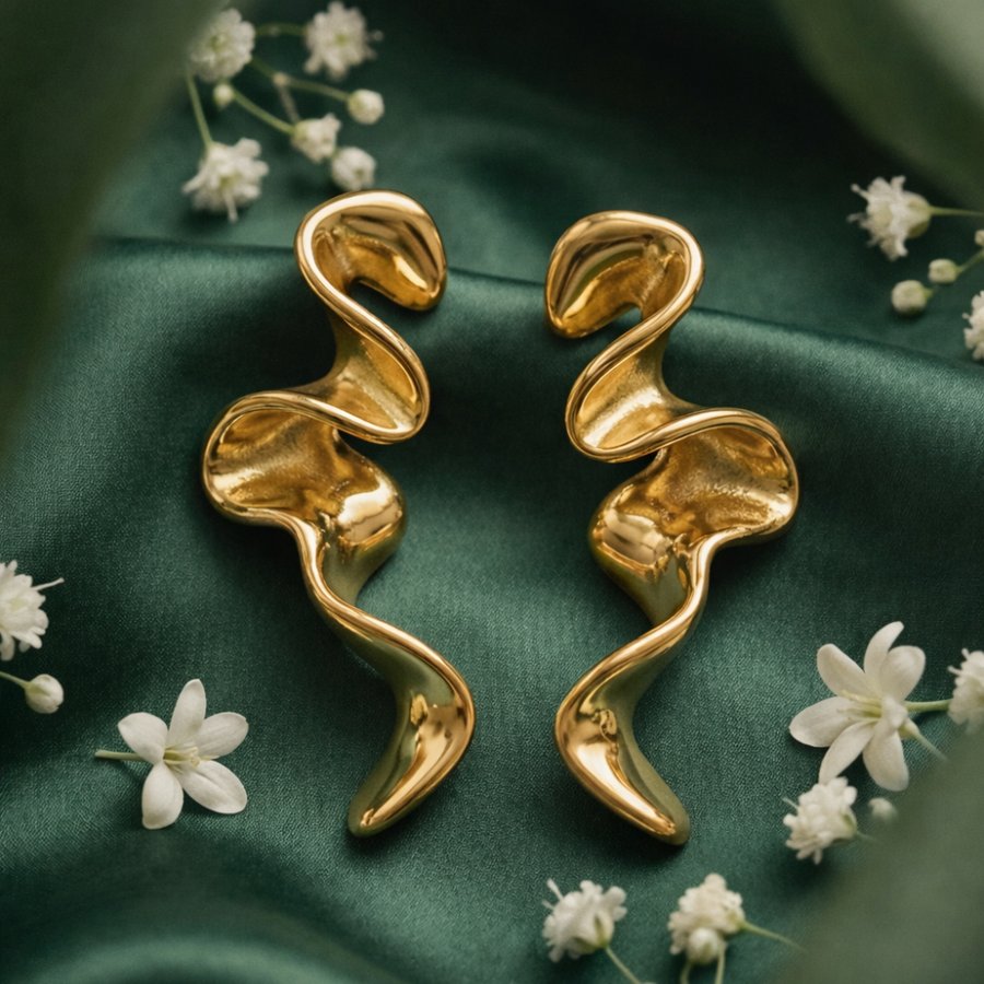 Sculptural gold earrings