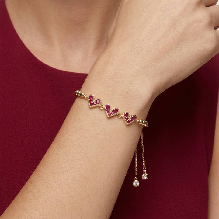 Ruby Red Heart Beaded Bracelet — listing image 2 of 5